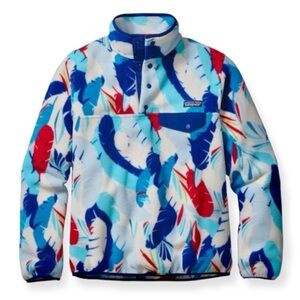 Patagonia Limited Edition Synchilla Red White Blue Feather Snap T Fleece